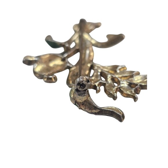 Vintage Enamel Tulip Brooch With Rhinestones Gold-Tone Floral Pin Green & Multic - Picture 13 of 16